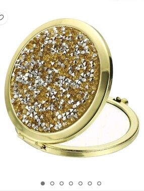 Rhinestone Compact Mirror Yellow/Gold